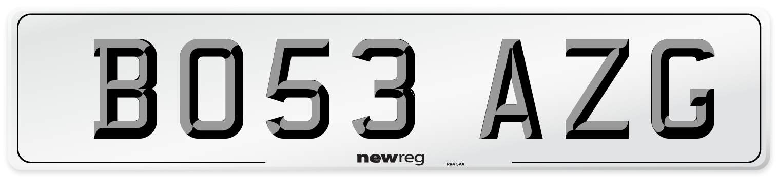 BO53 AZG Number Plate from New Reg